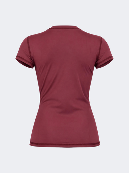 Oil &amp; Gaz Comfortable Women Lifestyle Crew Neck T-Shirt Burgundy