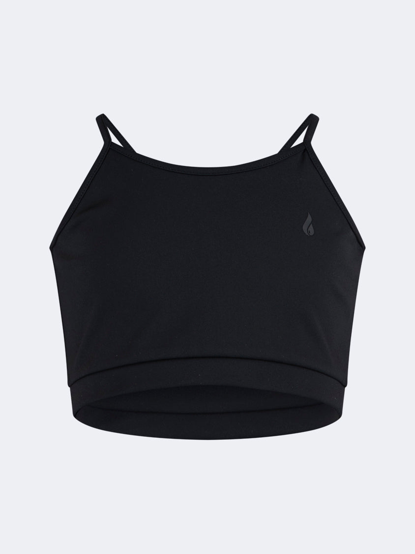 Oil And Gaz Breathable Kids-Girls Lifestyle Longline Bra Black