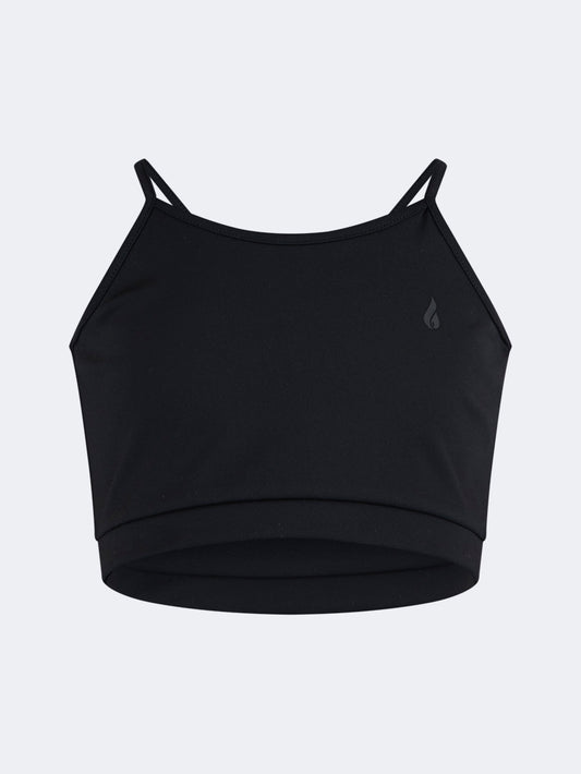 Oil & Gaz Breathable Kids-Girls Lifestyle Longline Bra Black