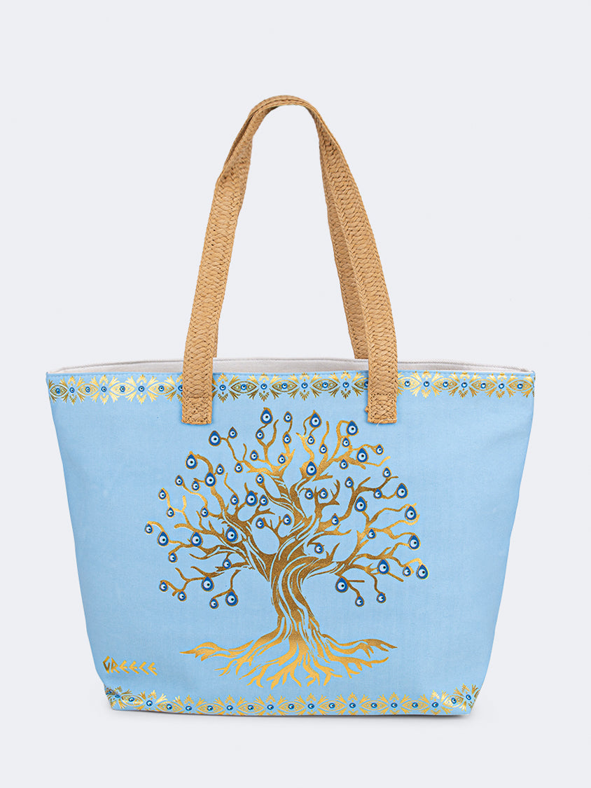 Oil And Gaz Chic Women Beach Bag Blue/Gold
