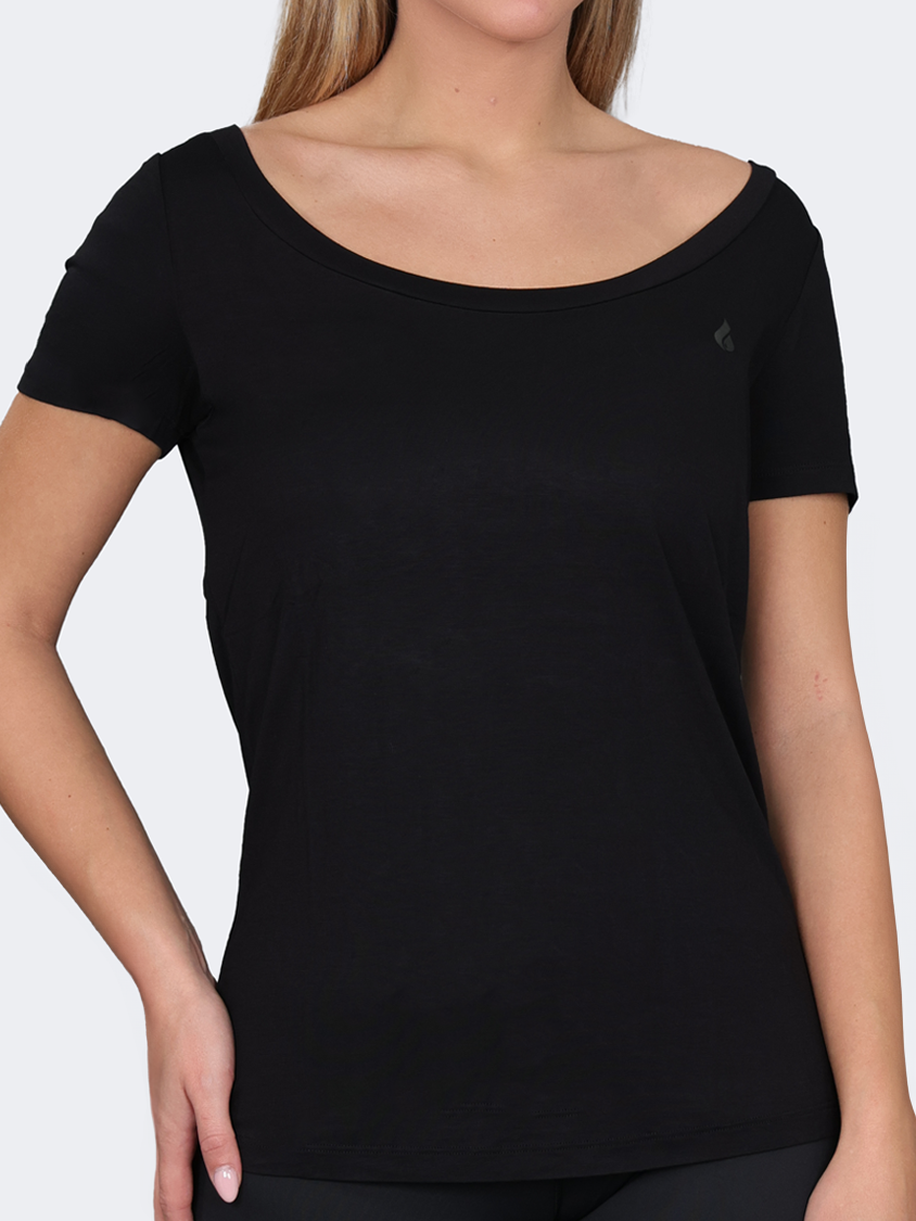 Oil And Gaz Wide  Round Neck Women Lifestyle T-Shirt Black