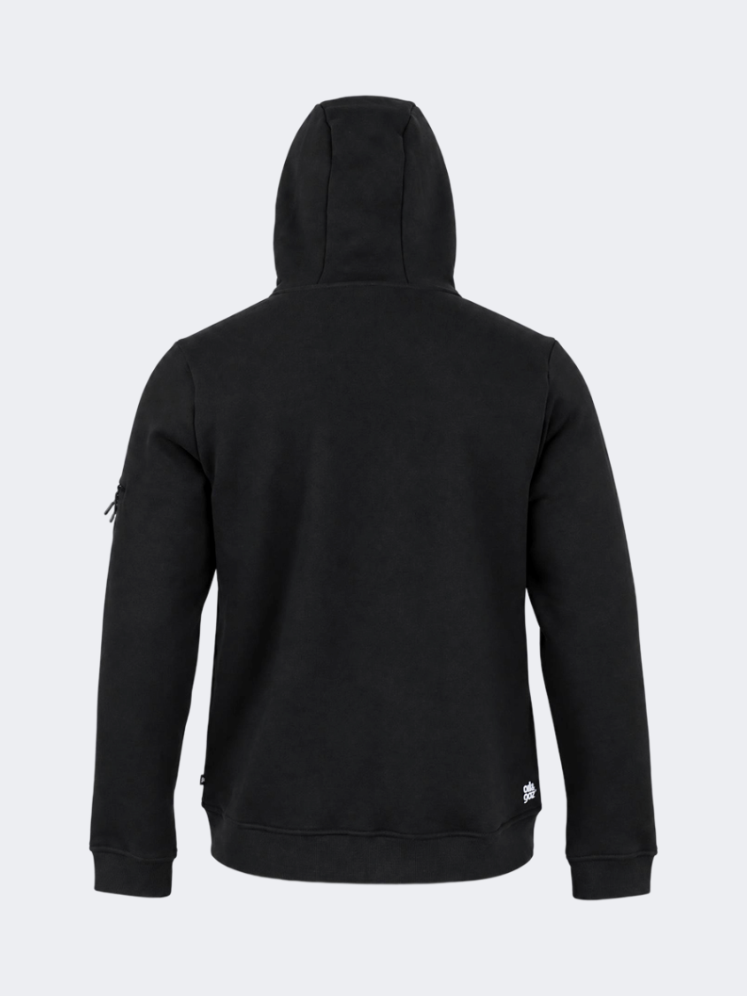 Oil And Gaz Brushed Unisex Lifestyle Printed Full Zip Hooded Black