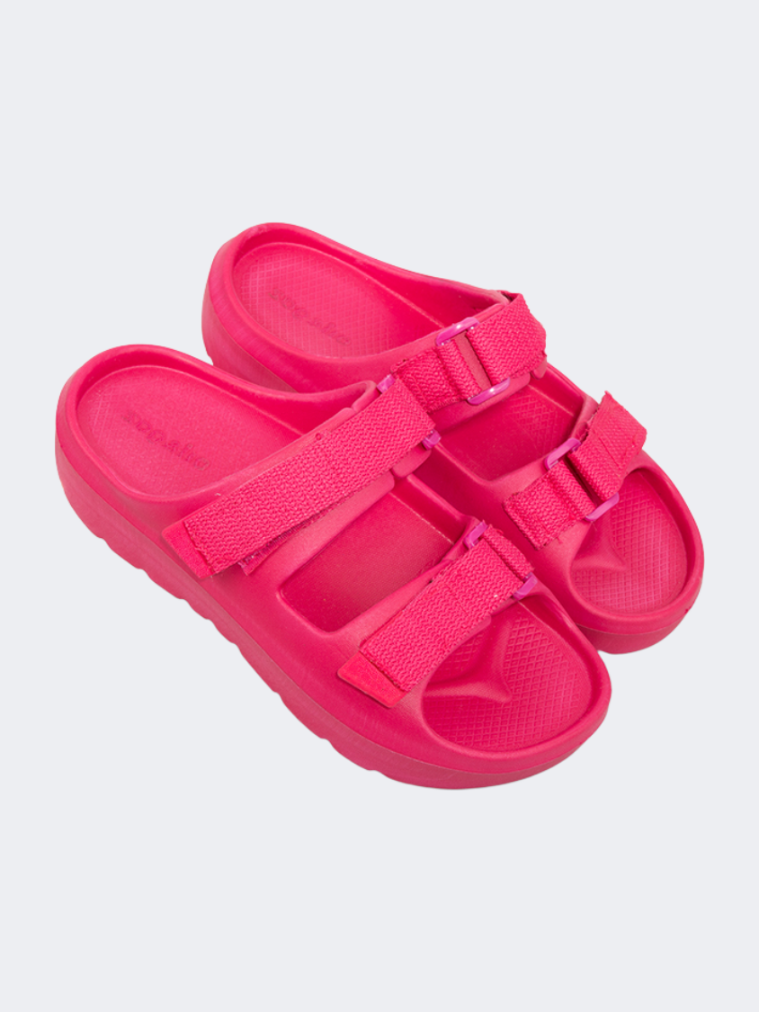 Oil And Gaz Chic Beach Kids Stripe Slide Fuchia