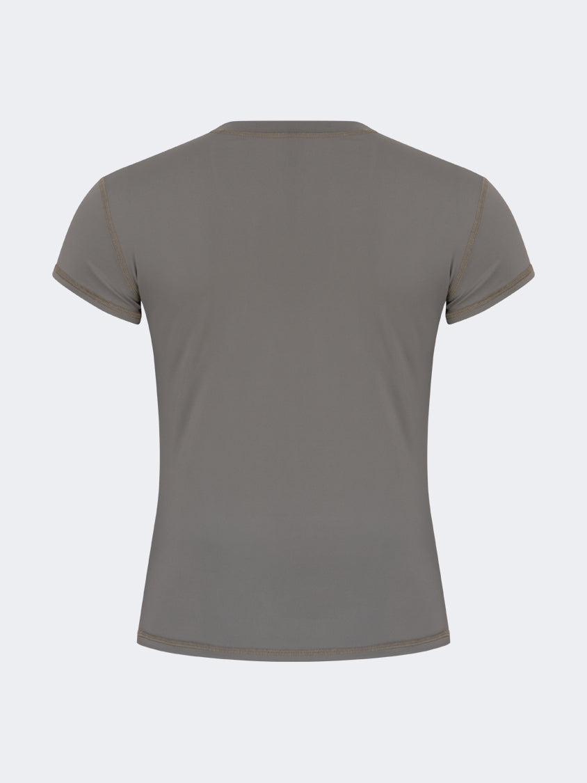 Oil And Gaz Comfortable Women Lifestyle Crew Neck T-Shirt Khaki