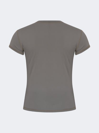 Oil And Gaz Comfortable Women Lifestyle Crew Neck T-Shirt Khaki
