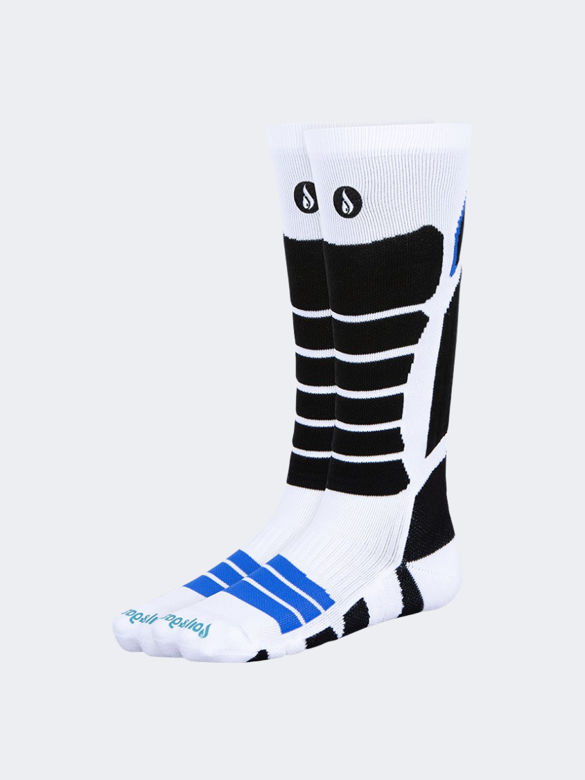 Oil And Gaz Warm Kids Skiing Over The Calf Socks White/Black