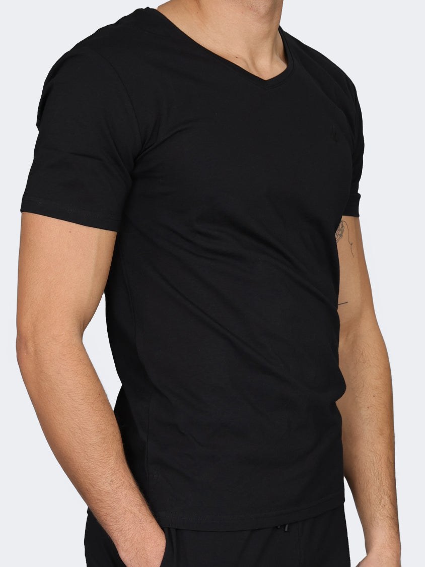 Oil And Gaz V-Neck  Men Lifestyle T-Shirt Black