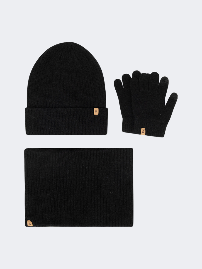 Oil And Gaz Comfy Kids Lifestyle Set Of Gloves+Hat+Scarf Black