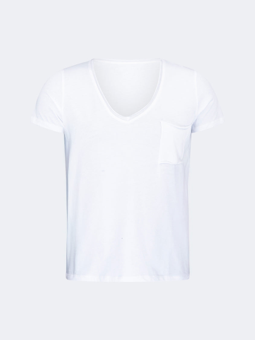 Oil And Gaz Classic Women Lifestyle V-Neck T-Shirt White