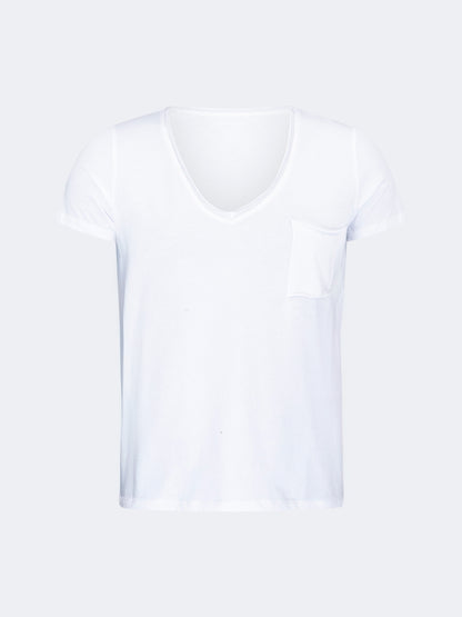 Oil And Gaz Classic Women Lifestyle V-Neck T-Shirt White