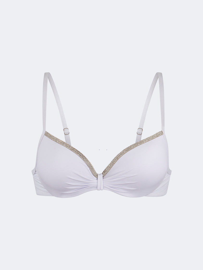 Oil And Gaz Stylish Women Beach Shelf Bra White