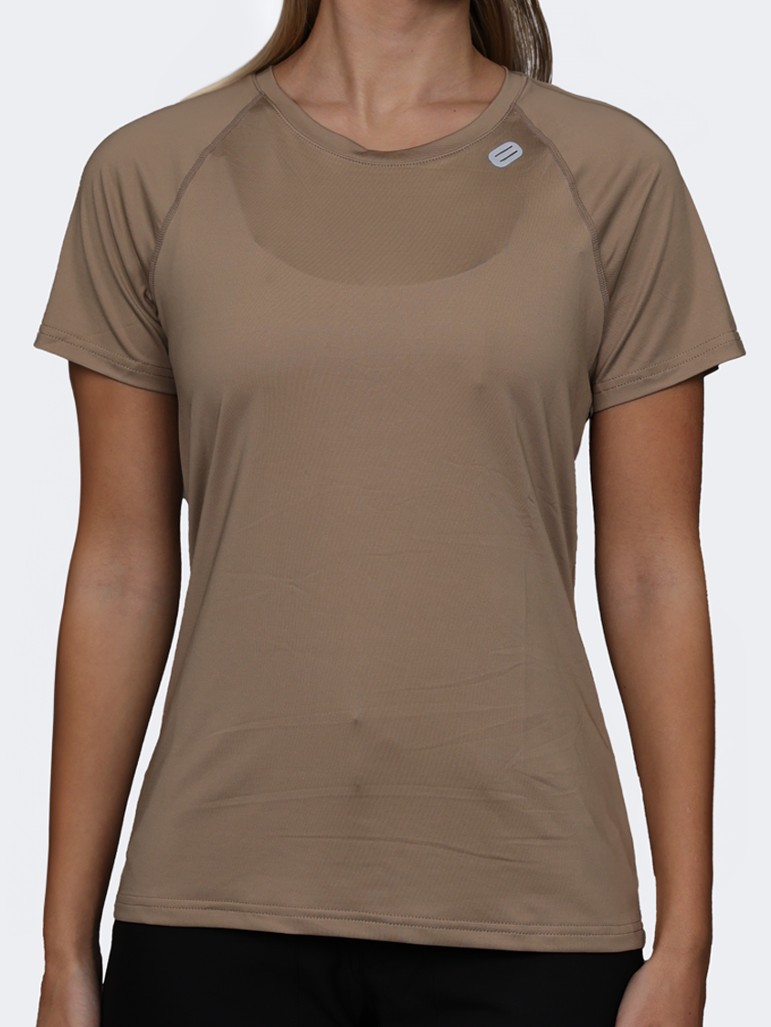 Oil And Gaz Round Neck Women Fitness T-Shirt Beige