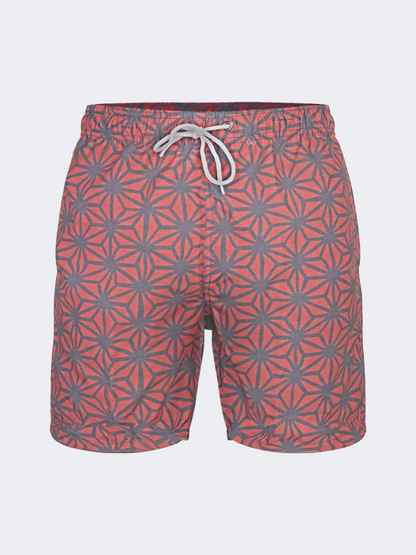 Oil &amp; Gaz Comfortable Men Beach Anchor Print Swim Short Coral
