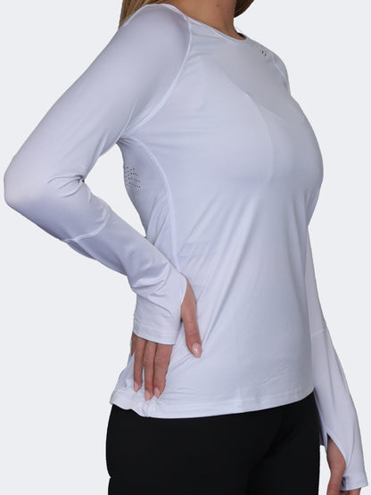 Oil And Gaz Round Neck Women Fitness Long Sleeve White