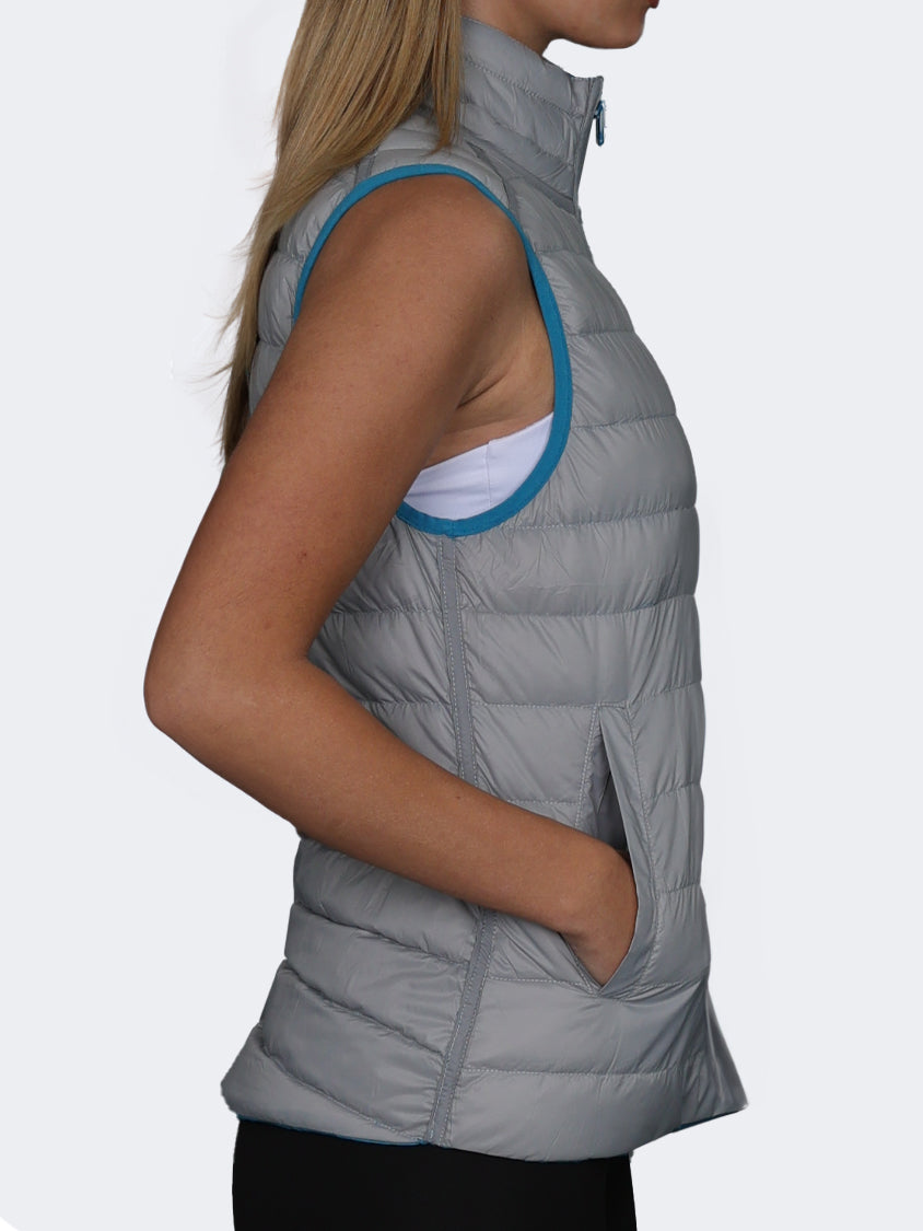 Oil And Gaz Reversible Down Women Lifestyle Vest Teal/Light Grey