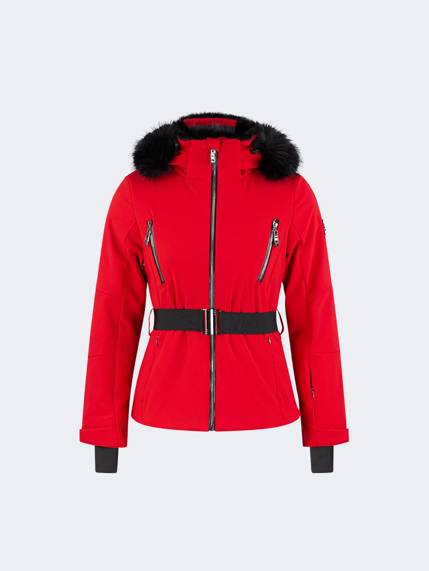 Oil And Gaz Comfortable Women Skiing Jacket Red/Black/Gun