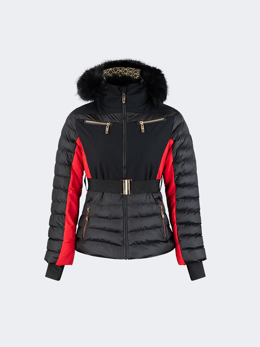 Oil And Gaz Comfortable Women Skiing Jacket Black/Red/Gold