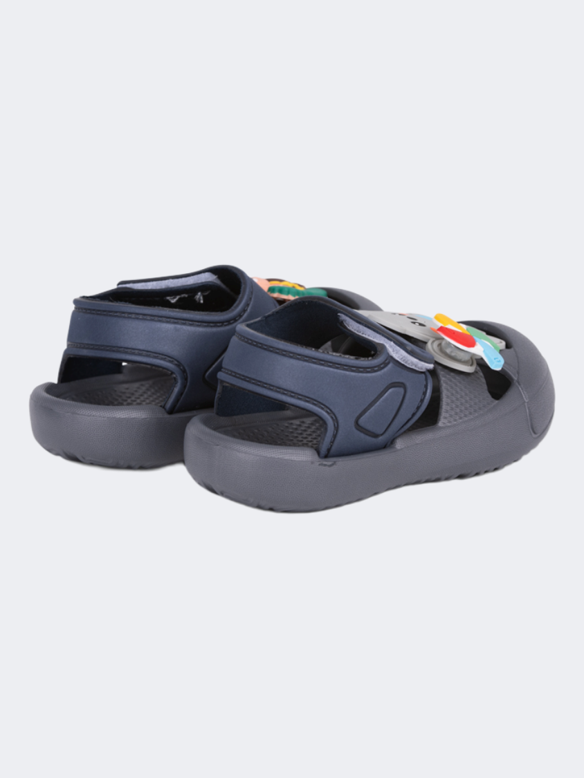Oil And Gaz Cozy Kids-Boys Beach Slip-On Clogs Grey/Navy