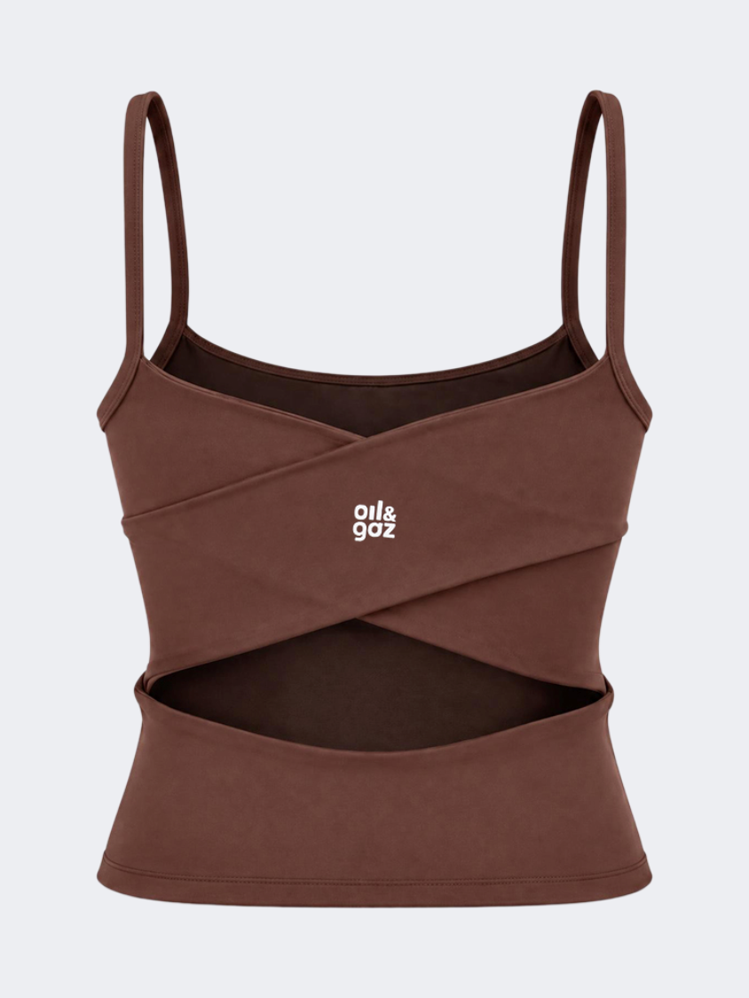 Oil &amp; Gaz Comfortable Women Lifestyle Cross Back Tank Brown