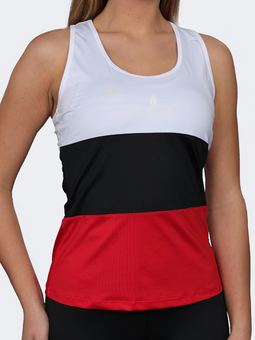 Oil And Gaz Plain Regular Fit Women Fitness Tank Black/Red/White