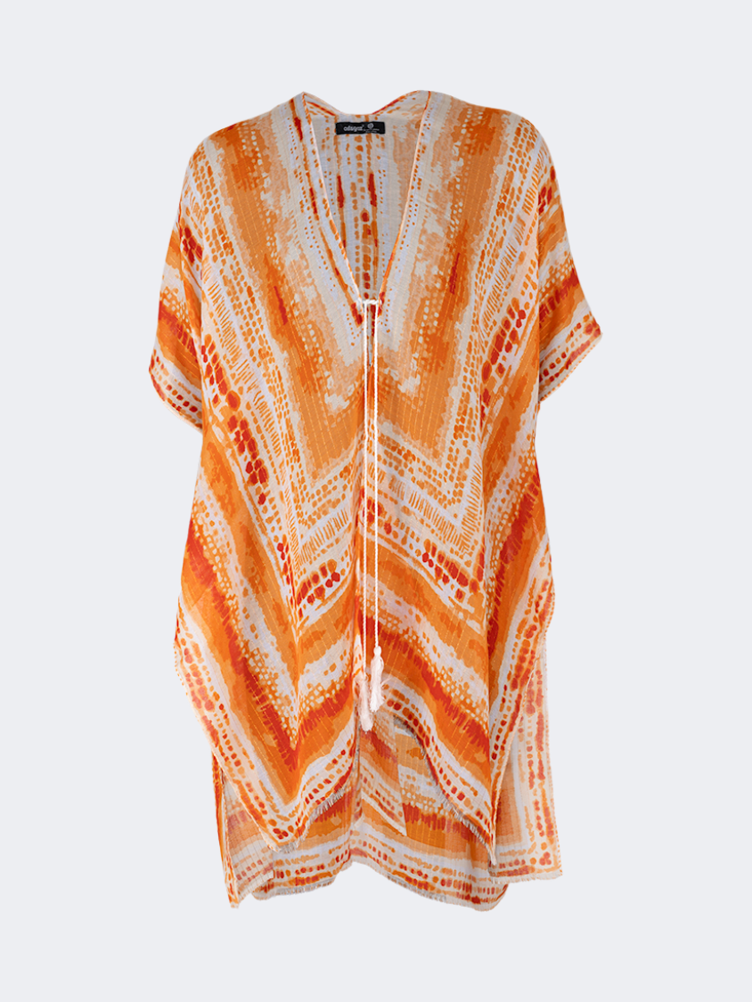 Oil And Gaz Elegant Women Beach Poncho Coral