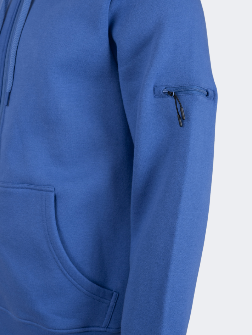 Oil And Gaz Brushed Unisex Lifestyle Printed Full Zip Hooded Blue