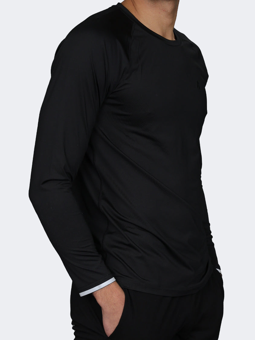 Oil And Gaz Round Neck Men Fitness Long Sleeve Black