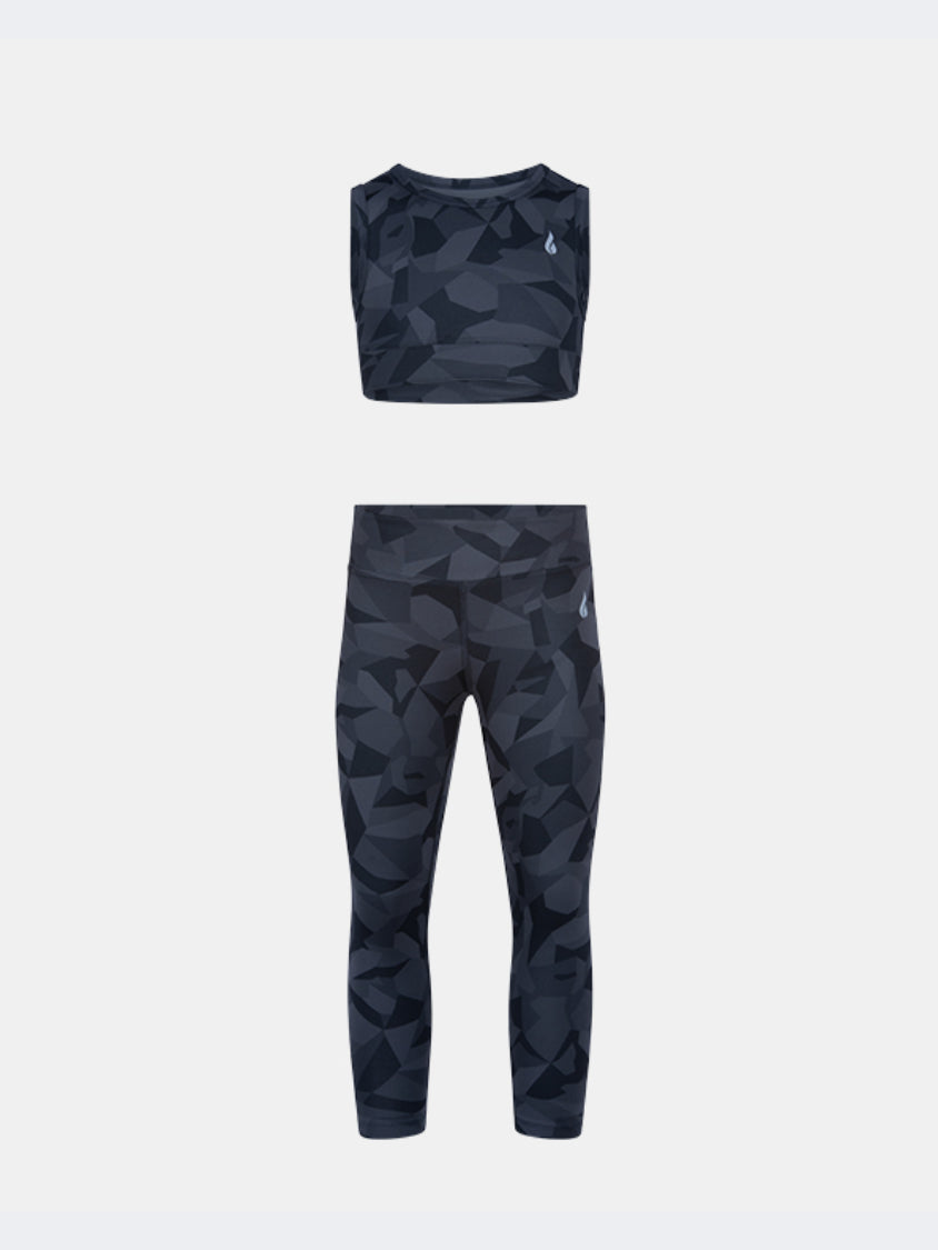 Oil And Gaz Functional Kids-Girls Training Set Camo/Grey