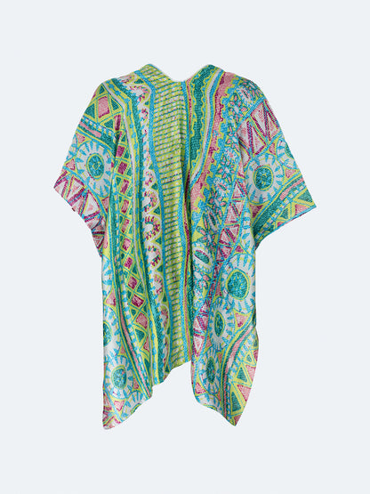 Oil And Gaz Elegant Women Beach Poncho Light Green