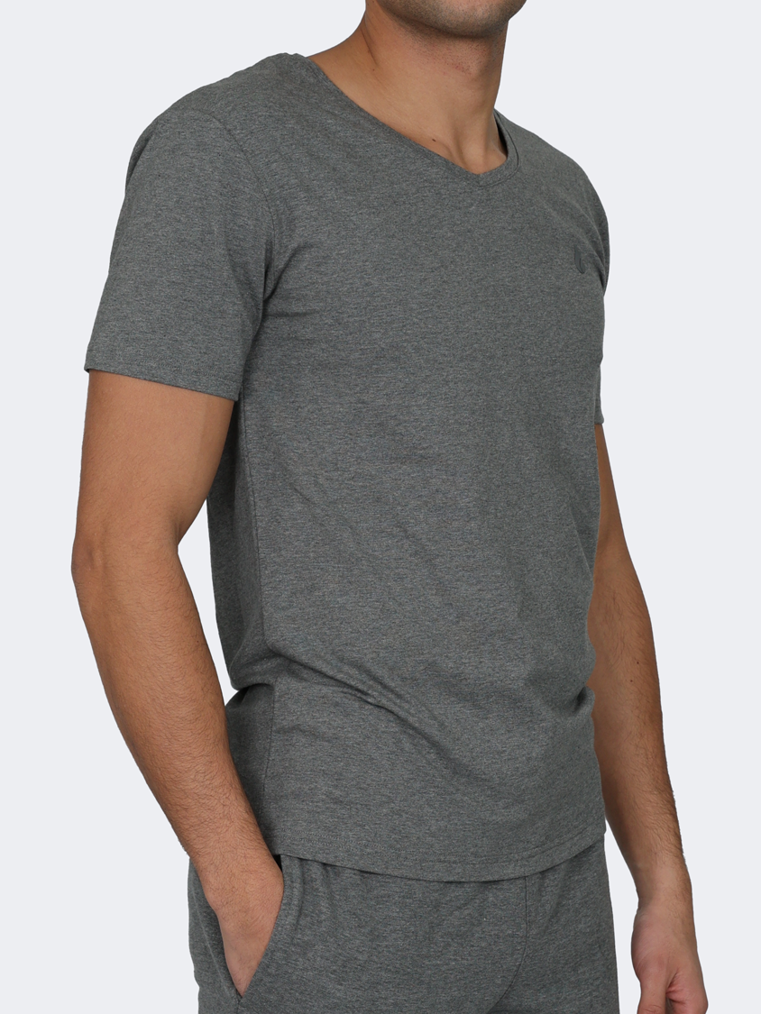 Oil And Gaz V-Neck  Men Lifestyle T-Shirt Grey