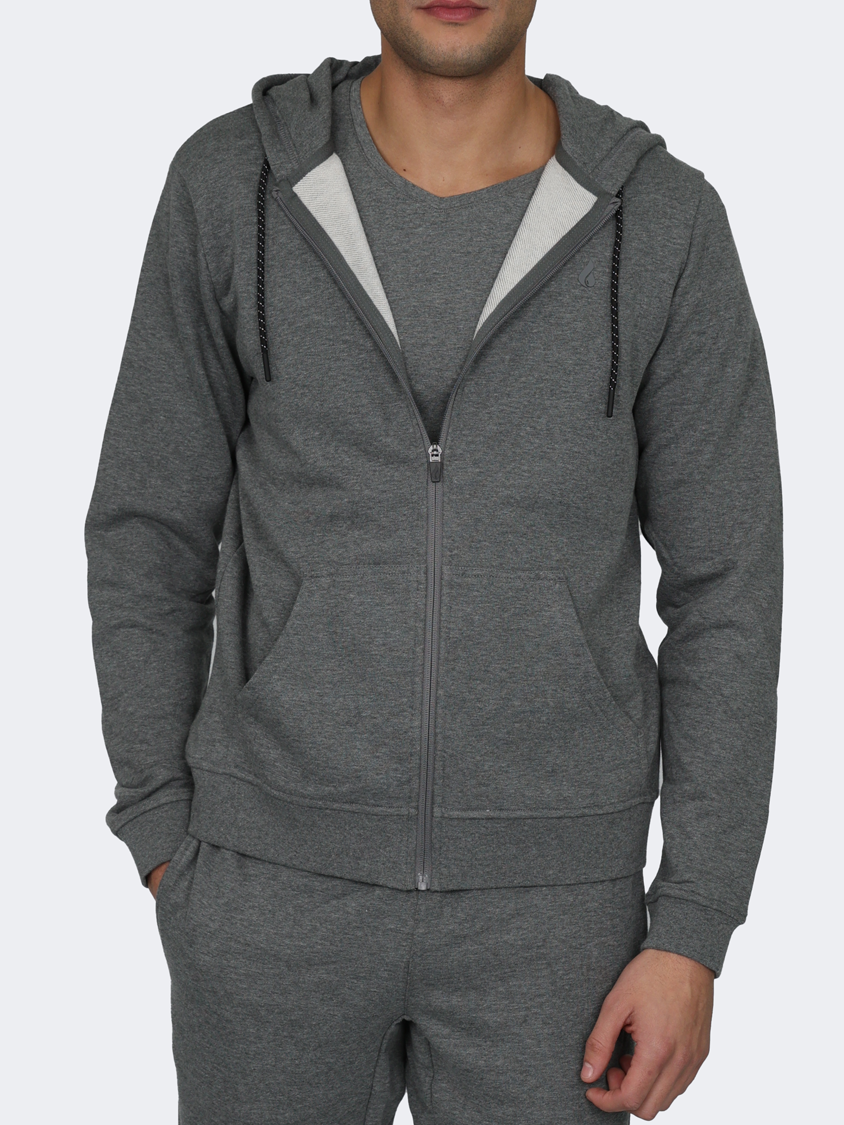 Oil And Gaz Full Zip Men Lifestyle Hoody Grey